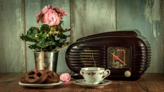 A vintage radio on a table