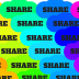 The word share on different coloured backgrounds